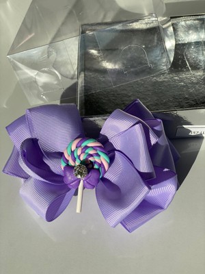 Queen Aksesuar Lila Lolipop Süslü Kız Çocuk Bebek  Doğum Günü Hediye  Klipsli Toka