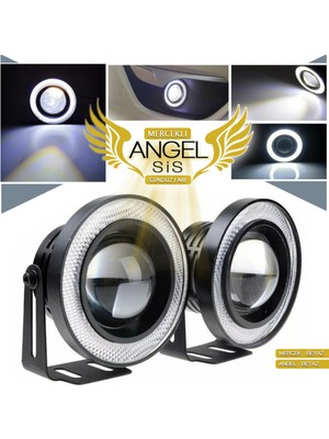 STS Oto Aksesuar Universal Mercekli LED Angel Sis Farı, 76MM Beyaz Renk