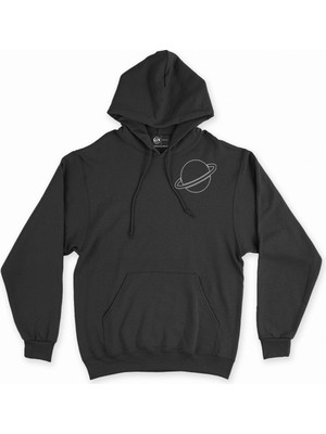 Cix Saturn Cep Logolu Siyah Sweatshirt Hoodie