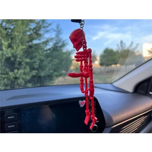 Kom Auto Büyük Penisli Iskelet Kırmızı Renk Araba Süsü Oynar Eklemli