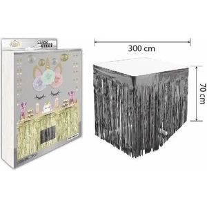 Patladı Gitti Metalize Masa Eteği Siyah 70X300 cm