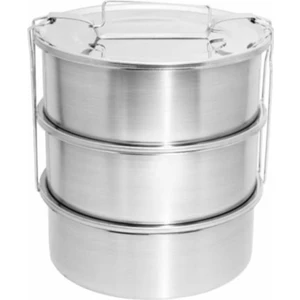 3 Lt Paslanmaz Çelik 3lü Sefer Tası 3-5 Kişilik Yemek Taşıma Kabı 1000ML Isıtılabilir 3 Kap 17X22CM