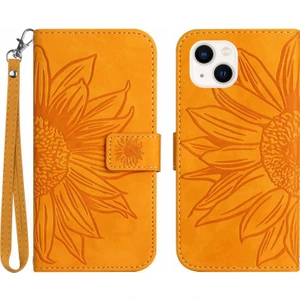 Xstep Case Apple iPhone 13 6.1 İnç İçin Flip Telefon Kılıfı, HT04 Baskılı Ayçiçeği Stand Pu Deri Deri Touch Manyetik Kayışlı (Yurt Dışından)