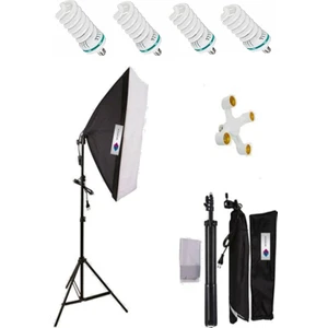 50X70CM Softbox 4 Duylu Tekli Sürekli Işık Seti 50X70 Softbox Video Işık Lambalı 20 watt led lamba