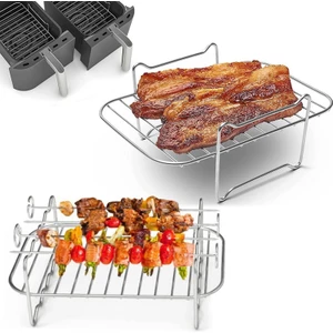 Sweet Rui 2 Parça Şiş Rafı Yui/Xiaomi/Philips/Kumtel Uyumlu Fritöz Aksesuarları -Gümüş (Yurt Dışından)