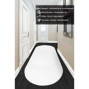 Valery Home Oval Comfort Puffy Overloklu Peluş Yolluk Beyaz