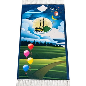 İhvan Online Dijital Baskılı Çocuk Seccadesi - Balonlu Kabeli - 44 x 78 cm