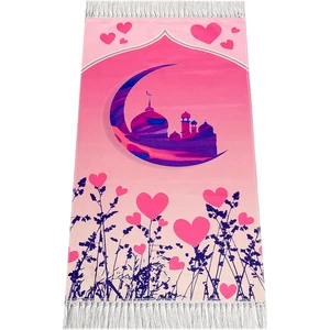 İhvan Online Dijital Baskılı Çocuk Seccadesi - Pembe Camili - 44 x 78 cm