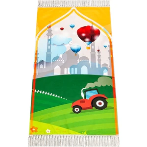 İhvan Online Dijital Baskılı Çocuk Seccadesi - Balonlu Camili - 44 x 78 cm