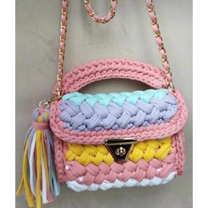 Desu accessories Kadın Fıstık Model El Örgüsü Penye Ip Omuz ve El Çantası