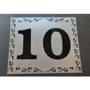Kapı Numarası 10X12 cm  Metalik Gümüş Gri Üzeri Siyah Baskı Kendinden Yapışkanlı No:10