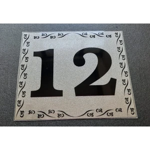 Kapı Numarası 10X12 cm  Metalik Gümüş Gri Üzeri Siyah Baskı Kendinden Yapışkanlı No:12