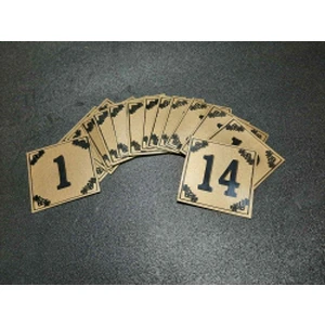 Kapı Numarası 6x6 cm Yapışkanlı No 1'den  14 E Metalik Altınsarı Üzeri Siyah Baskı