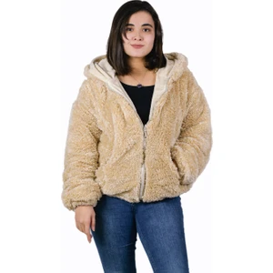 Peluşcu Dayı  Kadın Fermuarlı Peluş  Mont  (%100 Yerli)