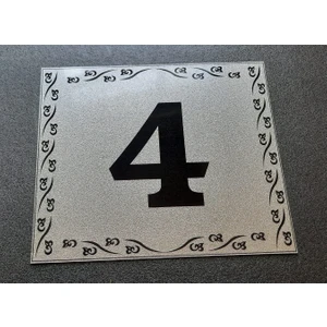 Kapı Numarası 10X12 cm  Metalik Gümüş Gri Üzeri Siyah Baskı Kendinden Yapışkanlı No:4