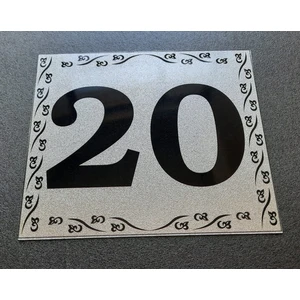 Kapı Numarası 10X12 cm  Metalik Gümüş Gri Üzeri Siyah Baskı Kendinden Yapışkanlı No:20