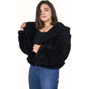 Kadın Fermuarlı Peluş  Mont  (%100 Yerli)