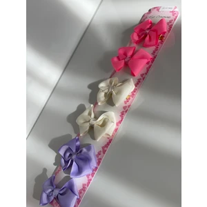 Queen Aksesuar Neon Pembe  Krem Lila 6' Lı Mini  Kız Çocuk Bebek  Doğum Günü Hediye  Pensli  Toka Seti