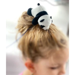 Queen Aksesuar Şirin Pofuduk Panda 3D Peluş Siyah Beyaz Kadife Yetşkin Çocuk Lastik Toka