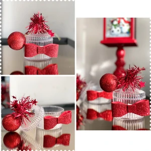 Queen Aksesuar Yeni Yıl Yılbaşı Lüks Süslü Hediyelik Şeker Sunum Kutusu Dekorasyon Şekerlik Kırmızı Tek Adet