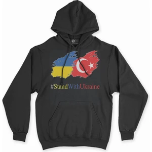 Stand With Ukraine Ukrayna Türkiye Siyah Sweatshirt Hoodie