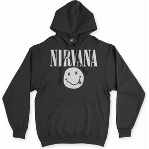 Nirvana Sarı Tasarım Siyah Sweatshirt Hoodie