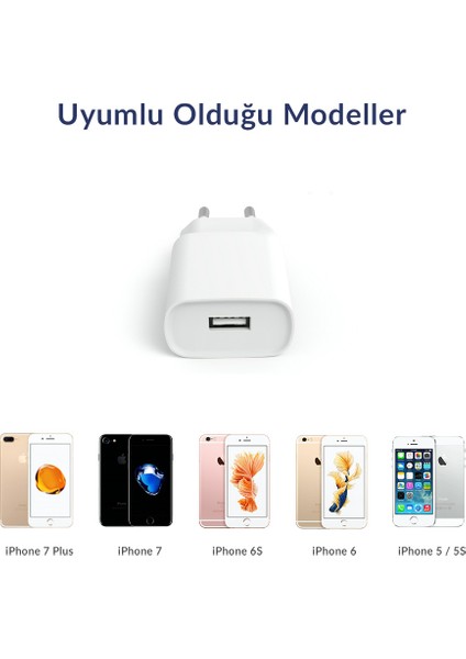 iPhone Şarj Aleti 5 5s 6 6s 7 7plus Se 1. 2. Nesil 10w Lightning Adaptör Set