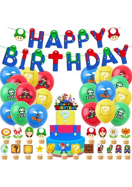 Doğum Günü Balon Seti - Mario (Yurt Dışından)