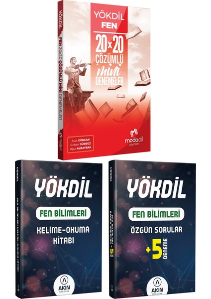 2023 Modadil YÖKDİL Fen Deneme+Akın Dil Fen Kelime+Fen 5 Deneme