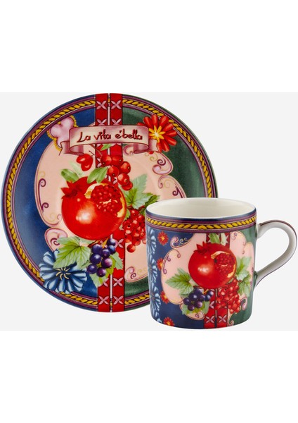 La Vita E Bella Mavi Yeşil Porselen Kahve Fincan Seti 120 ml fiyatları