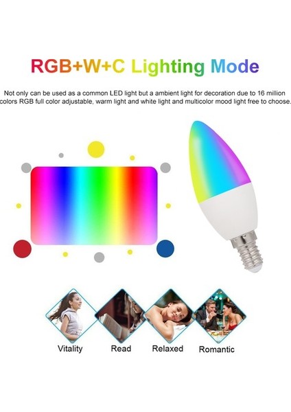 Wifi Akıllı Ampul Rgb+W+C LED Mum Ampul 5 W E14 (Yurt Dışından)