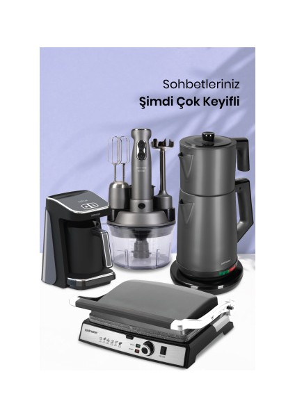 Platinium Elektrikli Mutfak Çeyiz Seti Antrasit Renk 24 Parça Geniş Aileler İçin modelleri