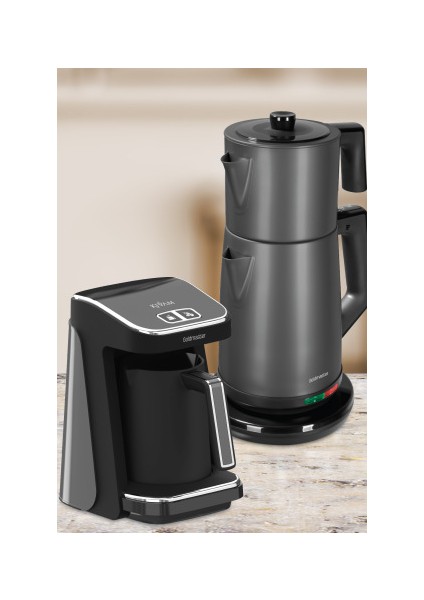 Platinium Elektrikli Mutfak Çeyiz Seti Antrasit Renk 24 Parça Geniş Aileler İçin fırsatları