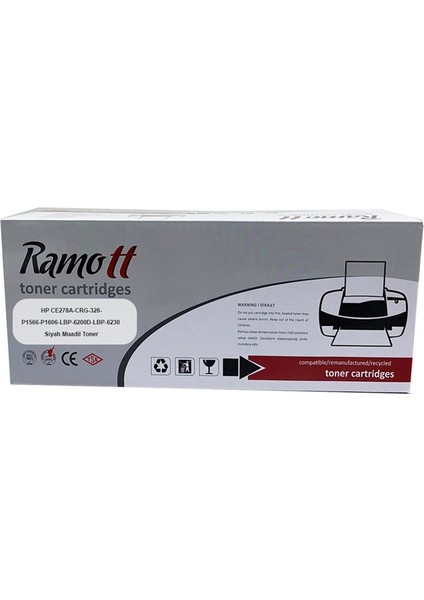Ramott Hp CE278A-CRG-326-P1566-P1606-LBP-6200D-LBP-6230 Siyah Muadil Toner 2000 Sayfa