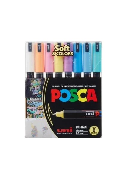 Posca 0.7 Su Bazlı Poster Markörü Soft Renk 8'li