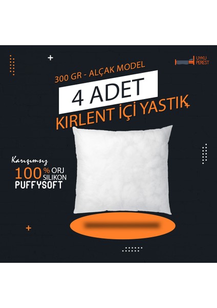 Kırlent Içi Yastık Kırlent Yastığı - Alçak Model Yastık - 4 Adet