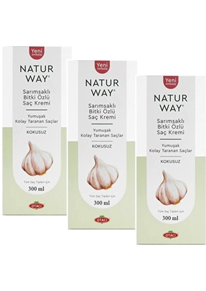 Naturway Sarımsaklı Bitki Özlü Saç Kremi 300 ml * 3 Adet