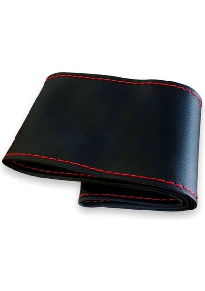 Universal Kamyon Tır Dikmeli Direksiyon Kılıfı Soft Siyah Kırmızı Ipli 45×10.5CM