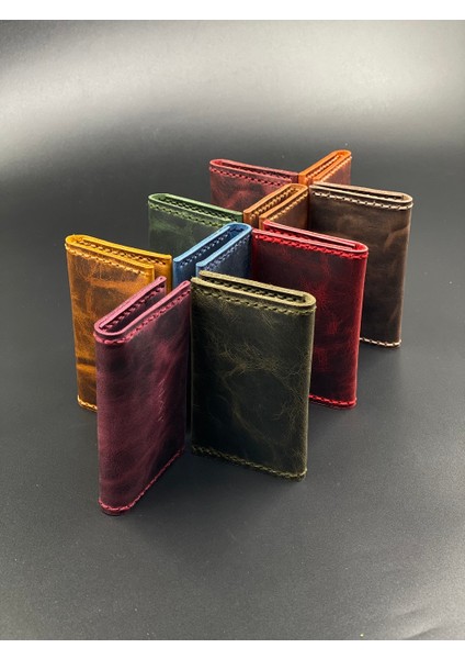Kartlık Efektli Hakiki Deri El Yapımı Minimal Tasarım Kartlık