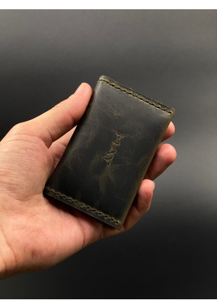 Kartlık Efektli Hakiki Deri El Yapımı Minimal Tasarım Kartlık