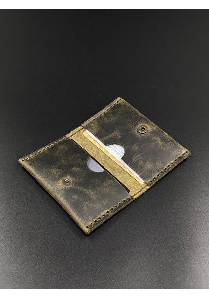 Kartlık Efektli Hakiki Deri El Yapımı Minimal Tasarım Kartlık
