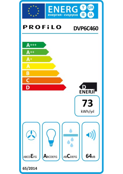 DVP6C460 Siyah Duvar Tipi Davlumbaz