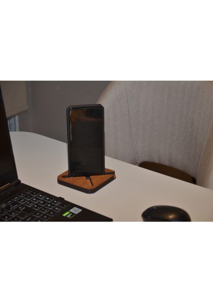 Ahşap Telefon Tutucu Koyu Ceviz