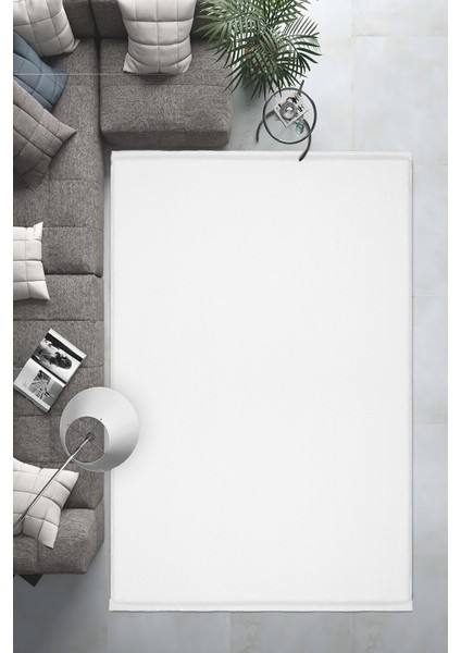 Comfort Puffy Peluş Halı Beyaz Düz Saçaklı modelleri