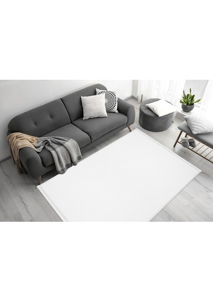 Comfort Puffy Peluş Halı Beyaz Düz Saçaklı modelleri