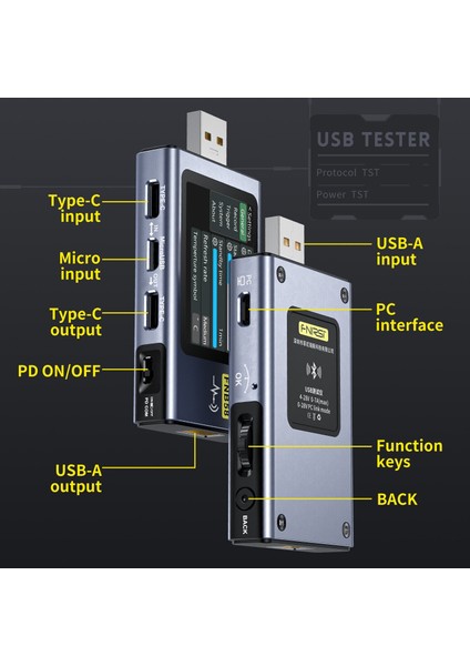 FNB58 Ampermetre Akım ve Voltmetre USB Test Cihazı