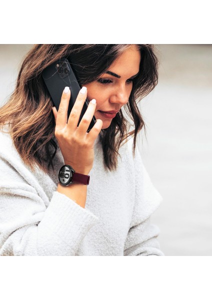 Samsung Galaxy Watch 7 - 6 - 5 - 4 Watch 6 Classic 40MM 43MM 44MM 47MM Watch 5 / Watch 5 Pro 40 44 45 Watch 4 40 42 44 46MM 20MM Deri Kordon Bordo