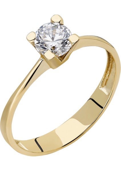 0,50 Carat Tek Taş Sarı Altın Yüzük EP01