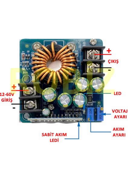 400W 12V / 60V 15A Voltaj Düşürücü Modül Güç Kaynağı Voltaj ve Akım Ayarlanabilir Dc Dc