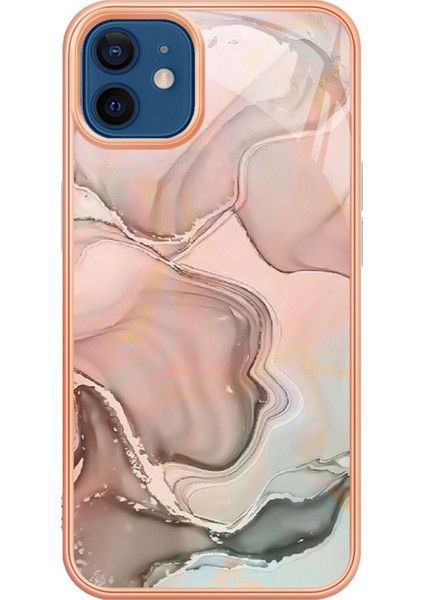 Apple iPhone 12 - 12 Pro 6.1 İnç Yb Imd Serisi-16 Stil E Mermer Desen Arka Kapak Şok-Absorpsiyon 2.0mm Tpu Imd Elektrokaplama Çerçevesi Telefon Kılıfı (Yurt Dışından)